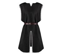 Caxndycing Túnica sin mangas para hombre medieval sin mangas, camisa vikinga, renacentista, túnica vikinga, top cosplay, disfraz de Halloween, fiesta, hombre, medieval, sin mangas, túnica, Negro , XL