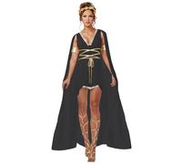 Caxndycing Vestido de mujer de fiesta romana metálica, color bloque de color, vestido midi para fiesta, diosa griega, toga, disfraz de carnaval, Halloween, disfraz de colonia, Negro , S