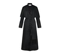 Caxndycing Vestido de sacerdote para hombre, sotana romana del clero, hábito clerical, sotana del clero, vestido para hombre, vestimenta superior, dios, carnaval, fiesta, iglesia, disfraz de monje