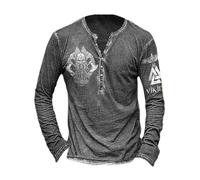 Caxndycing Viking - Sudadera para hombre, mitología nórdica, ropa vikinga, gótica, medieval, vintage, ropa de calle, gimnasio, camiseta deportiva, camiseta de manga larga, jersey de trabajo, 01 gris