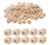 CAXUSD 100 Cuentas de Madera Natural Octagonales para Manualidades sin Terminar, sin Irritar la Piel, No se Desvanecen, Ideales para Pulseras y Collares