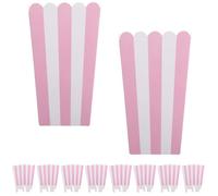 CAXUSD 100 Piezas Unidades Cajas para Palomitas Rayadas Pequeñas Papel Contenedores Versátiles para Snacks Dulces y Patatas Fritas para Fiestas Cine y Carnaval Diseño Retro Rosa