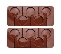 CAXUSD 2 Moldes Redondos de Silicona Seguros para Horno y Microondas para Piruletas y Chocolate en Color Marrón Adecuado para Repostería Creativa