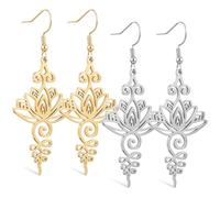 CAXUSD 2 pares Pendientes Mujer Lotus Flor Colgantes Creativos Ligero Plata para Adolescentes y Mujeres