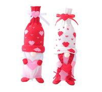 CAXUSD 2 Piezas Fundas para Botellas De Vino Tinto Adornos De San Valentín Rudolph Muñeco Decoración Escritorio