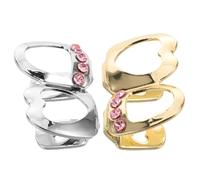 CAXUSD 2piezas Brackets Dorados Forma De Corazón para Dientes Joyería De Hip Hop Gemas De Imitación Parrillas De Rapero para Hombres y Mujeres