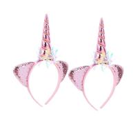 CAXUSD 2piezas Diadema De Unicornio Rosa Orejas Accesorios Decorativos Para Fiestas Banda Cabello De Dibujos Animados Disfraz Para Niñas Obsequio De Cumpleaños