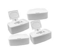 CAXUSD 4piezas Caja Almacenaje Toallitas Húmedas Dispensador Con Tapa Botón Pulsador Capacidad Para Pañitos Organizador Plástico Para Cocina Baño Dormitorio