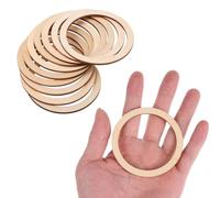 CAXUSD 50 Piezas Círculos Huecos de Madera para Manualidades Diy, Adornos Redondos de Madera Natural Diseño Bonito y Forma Circular para Scrap Booking y Decoración Artesanal