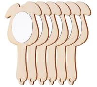 CAXUSD 6 Espejos de Madera sin Terminar para Manualidades Infantiles, Mini Espejos de Mano Color Caqui, Ideales para Mesa de Tocador y Actividades DIY
