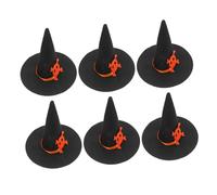 CAXUSD 6 Piezas sombrero de bruja de halloween sombreros de vacaciones accesorios de cosplay pequeños sombreros para manualidades favores de la fiesta de halloween tela de fieltro Negro