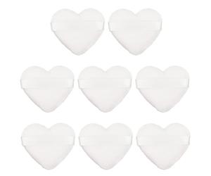 CAXUSD 8 Borlas de Maquillaje Forma de Corazón Blanco, Esponja Densa y Agradable para Polvos Sueltos, Ahorro de Polvo y Fácil de Llevar para Mujeres y Niñas