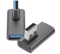 CAXUSD Adaptador USB 3.0 de 90 Grados Macho a Hembra, Juego de 2 Piezas Conector Azul y Negro, Extensor USB para Espacios Reducidos y Accesorios de Carga para Computadora Portátil y PC