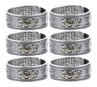 CAXUSD Anillo de Dedo Vintage de Metal para Hombres, Pack de 6 Piezas Diseño Único de Amuletos Que Atraen Suerte y Riqueza