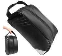 CAXUSD Bolsa para Zapatos de Golf Portátil y Reutilizable de Cuero Negro Cremallera, Resistente al Agua y Diseño Compacto para Ciclismo y Tenis