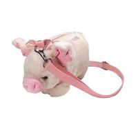 CAXUSD Bolso de Peluche para Estudiantes Bolso de Mensajero para Exteriores Diseño de Cerdo Bolso de Almacenamiento para Niñas Bolso de Mano con Cremallera Lindo Bolso de Un Hombro