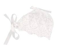 CAXUSD Bonnet para Niña Recién Nacido con Encaje y Cinta de Seda Ajustable Gorro Blanco para Fotografía Accesorio Especial para Sesiones y Ocasiones Especiales
