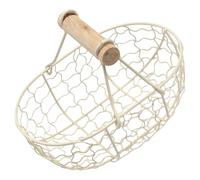 CAXUSD Cesta de Almacenamiento Retro de Hierro Beige, Organizador para Frutas y Pan de Cocina, Contenedor Decorativo Multifuncional para Hogar y Menaje de Cocina