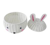 CAXUSD Cesta de Almacenamiento Tejida con Tapa, Cesta Multiusos de Ratán Sintético, Diseño de Conejito Pequeño, Adecuada para Frutas, Pan y Organización en Cocina y Hogar Reutilizable