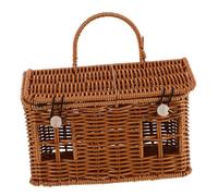 CAXUSD Cesta Tejida Mano de Ratán Plástico Diseño Único Forma de Casa para Dulces y Recuerdos de Boda Portátil con Asa Caja de Fiesta Navideña Decorativa para Regalos y Organización