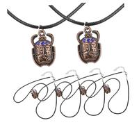 CAXUSD Collar Antiguo de Escarabajo Egipcio para Mujer Colgante Azul, Aleación y Pu, Diseño Retro Único, 6 Piezas para Bar y Club