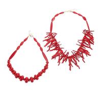 CAXUSD Collar Coral Rojo Gargantilla De Cuentas Bohemias Collar De Cuentas Para Mujer