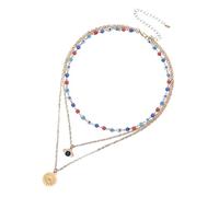 CAXUSD Collar de Mal de Ojo Multicapa para Mujer Cadena de Aleación Dorada, Colgante de Ojo Protector, Joyería para Fiestas y Uso Diario, Estilo Moderno, Tamaño Ajustable