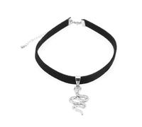 CAXUSD Collar Gargantilla de Serpiente Vintage Gótico Negro de Tela Terciopelo para Mujer Fiesta Cosplay Halloween Corto 17461 Plata
