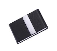 CAXUSD Estuche Para Tarjetas De Visita Vertical De Pu Piel Negra, Soporte Metálico De Acero Inoxidable, Gran Capacidad Para Tarjetas De Crédito, Uso Profesional y Empresarial Unisex