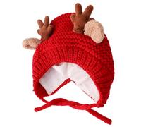 CAXUSD Gorro de Punto Navideño Astas para Niño Niña Otoño E Invierno | Forro Polar y Lana Tejida, Cuerda de Ajuste, Mantiene Orejas Cubiertas, para Niñas Pequeñas