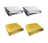 CAXUSD Mantas térmicas para Exteriores y Turismo, Manta de Emergencia de Aluminio de Doble Cara, 4 Piezas, Plegable, Ligera, para Camping y protección Solar