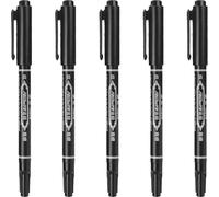 CAXUSD Marcadores para Tatuajes 5 Piezas Lápices de Maquillaje de Aceite Negro Punta Fina 06 MM y Punta Gruesa 12 MM Herramienta Multifuncional para Delinear y Posicionar Tatuajes