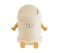 CAXUSD Mini Bote De Basura De Plástico Bote De Basura De Dibujos Animados Lata Batón Beige