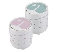 CAXUSD Mini Papelera de Escritorio de Plástico con Diseño de Ciervo 2 Piezas Rosa y Verde Compacta y Pequeña para Dormitorio Cocina y Oficina Papelera de Sobremesa para Espacios