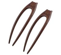 CAXUSD Palillos Diseño de Cara de Gato Pelo de Madera en Forma de U Horquillas Vintage para Moños, Pulidas a Mano Pack de 2piezas Ideales para Bodas y Fiestas