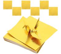 CAXUSD Papel Cuadrado de Origami Dorado Papel Plegable Adecuado para Cortar y Pegar 15cm , 100 Hojas para Manualidades DIY Adecuado Enseñanza Manual