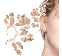 CAXUSD Pendiente Ear Cuff Vintage con Cristal para Mujer Clip sin Perforación Izquierdo Diseño Retro Elegante