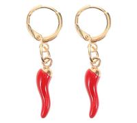 CAXUSD Pendientes Colgantes Aro Huggie de Cuerno Italiano Baño Oro, Pendientes de Aro Pequeños Rojos, Joyas para Mujer, Casual Diario, Diseño Picante Tamaño Pequeño