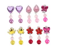 CAXUSD Pendientes de Clip para Niñas Colgantes de Circonita Cúbica y Cuentas Coloridas, Tamaño Infantil, Ligeros Necesidad de Perforación, Perfectos para Disfraces y Regalos, Pack de 5 Pares