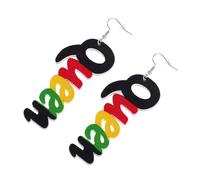 CAXUSD Pendientes de Letra Reina Colgantes para Mujer Diseño Africano de Madera con Estampado Redondo Joyería Segura y Duradera Accesorios Versátiles para Regalo Novia y Pendientes Boda