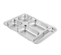 CAXUSD Plato de Acero Inoxidable Dividido con Cuarto Compartimento y Espacio para Cuchara Bandeja Profunda para Uso Escolar Canteen y Alimentación Saludable