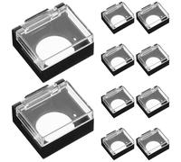 CAXUSD Protector de Botón Pulsador de Plástico Apertura de 16mm Negro Pack de 10 Cubiertas Protectoras para Mantener Botones Limpios para Maquinaria Industrial