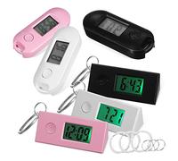 CAXUSD Reloj Llavero Digital Portátil Pantalla LCD, Diseño Electrónico Luminoso, Adecuado para Estudiantes y Enfermeras, Incluye 6 Unidades (3 Rectangulares y 3 Ovalados) Colores, y