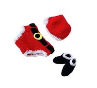 CAXUSD Ropa De Fotografía De Bebé 3pc Conjunto De Acrílico Gorro De Navidad Accesorios De Hundred Days Adorables Accesorios Fotográficos