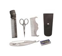 CAXUSD Set Peine Acero Facial para Afeitar el Portátil de Vello Inoxidable Negro Recortador y Profesional para Hombre Bigote