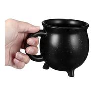 CAXUSD Taza de Cerámica Negra con Diseño de Caldero de Bruja para Halloween Taza Decorativa Pequeña para Café Té y Bebidas Casa