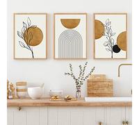 CAYBES Arte de Pared Planta-Línea Abstracta Sun Plant Mid Century Modern Posters Pintura de la Lona Mural Print Pictures Living Room Interior Home Dormitorio Decoración-60 * 80Cm-3 Piezas (Sin Marco)