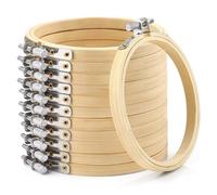 Caydo 12 piezas con marco bordado circular de 10 cm mini anillo de bambú cruzado anillo hoop