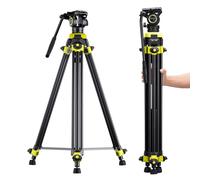 Cayer BV01 - Tripod de aluminio para vídeo con fluido, compacto viaje tripod para filmmakers | Portable Camera Tripods for Small Camcorder, Cameras