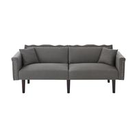 Cayipng Sofá Cama 2 Plazas Multifuncional Reclinable: Respaldos Dobles Regulables Independientes, Tapizado en Lino Algodón y Decoraciones Metálicas - para Salón, Dormitorio o Apartamento, Gris
